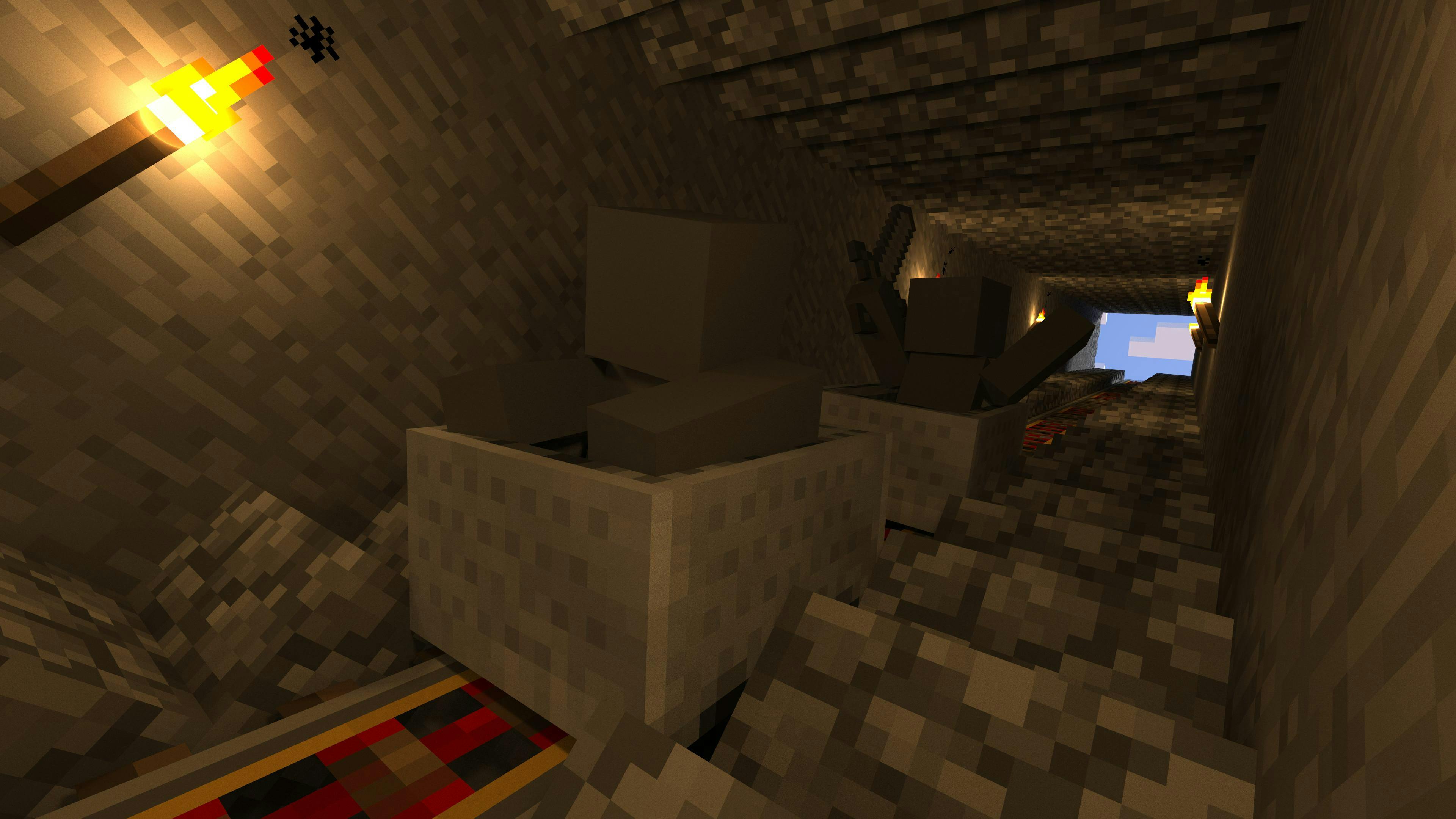 Minecarts down a tunnel!